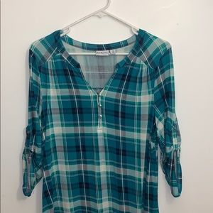 Kim Rogers 3/4 Sleeve Plaid Blouse
